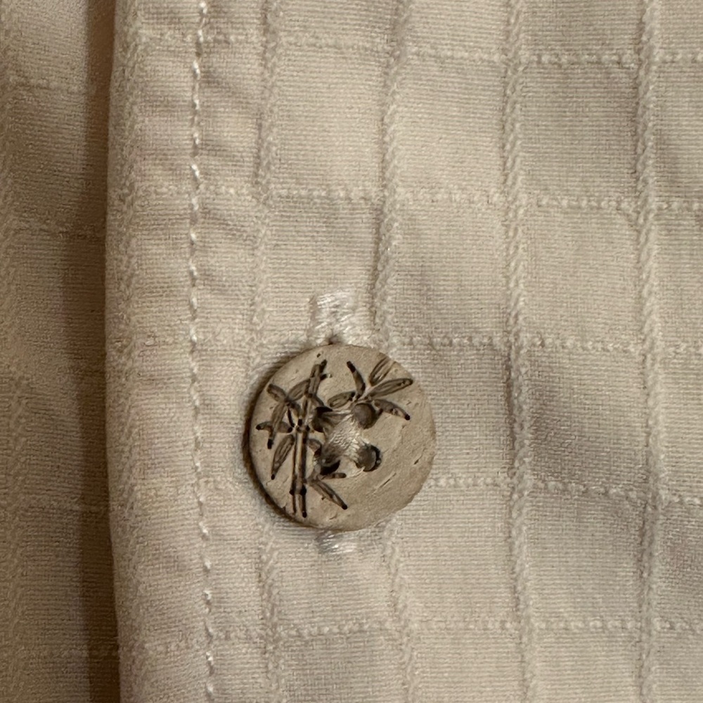 Tommy Bahama Men Camp Shirt Off White 100% Silk Foliage Pattern Size Medium - Picture 8 of 10